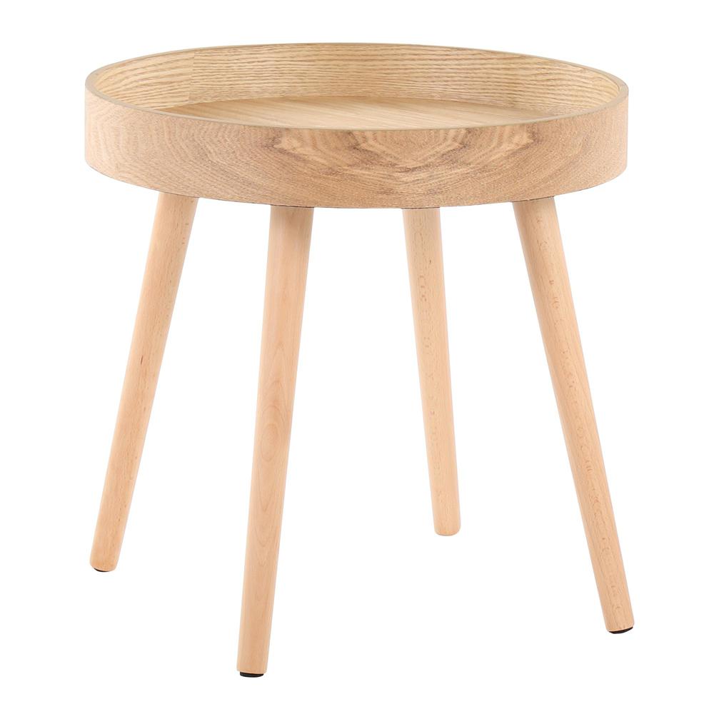 Natural Wood Pebble Side Table Set. Picture 4