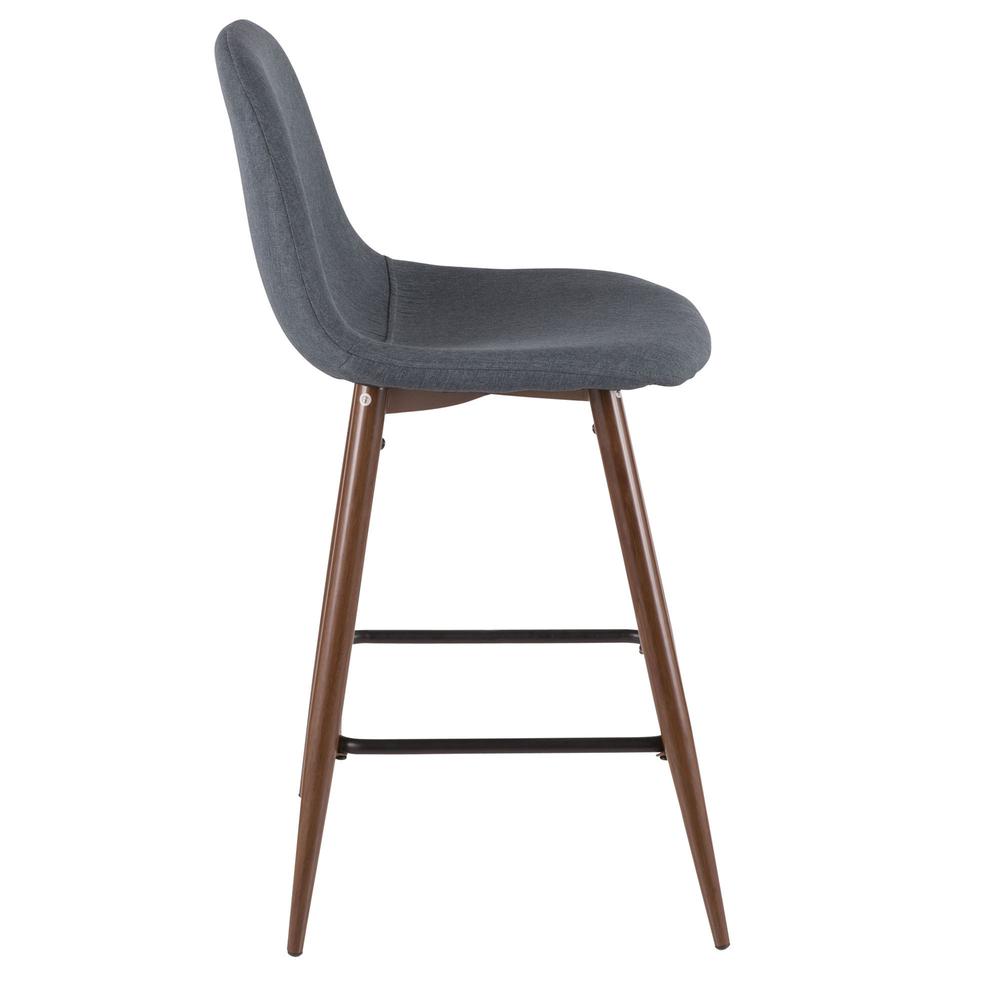 Pebble Mid-Century Modern Counter Stool in Walnut and Blue - Set of 2. Picture 3