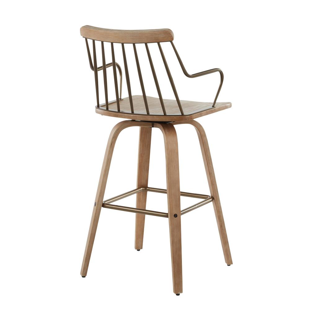 White Washed Wood, Antique Copper Metal Preston Counter Stool. Picture 3