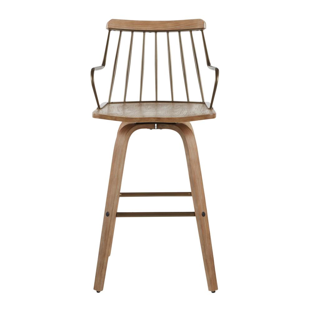 White Washed Wood, Antique Copper Metal Preston Counter Stool. Picture 5