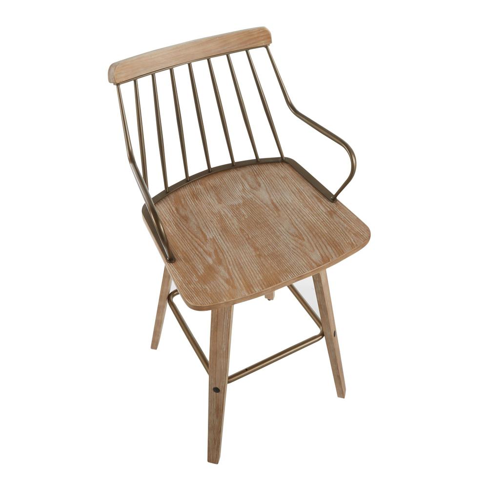 White Washed Wood, Antique Copper Metal Preston Counter Stool. Picture 6