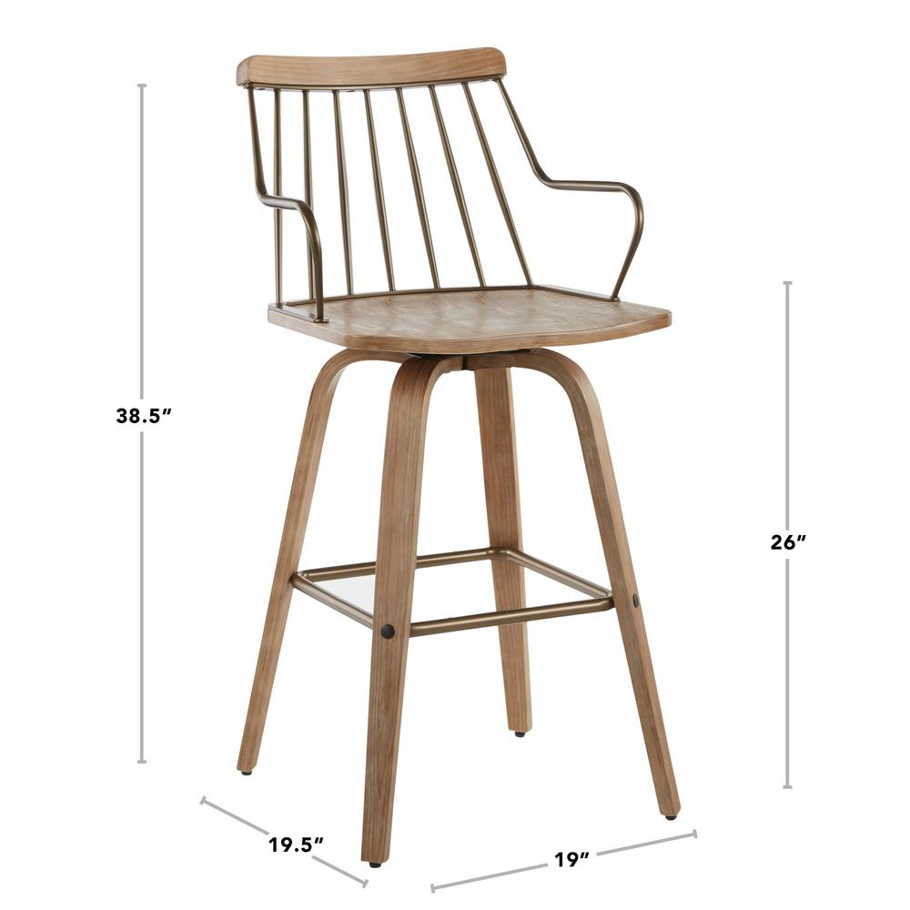 White Washed Wood, Antique Copper Metal Preston Counter Stool. Picture 7