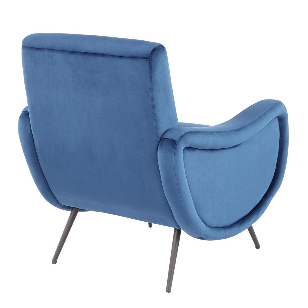 Black Metal, Blue Velvet Rafael Lounge Chair. Picture 3