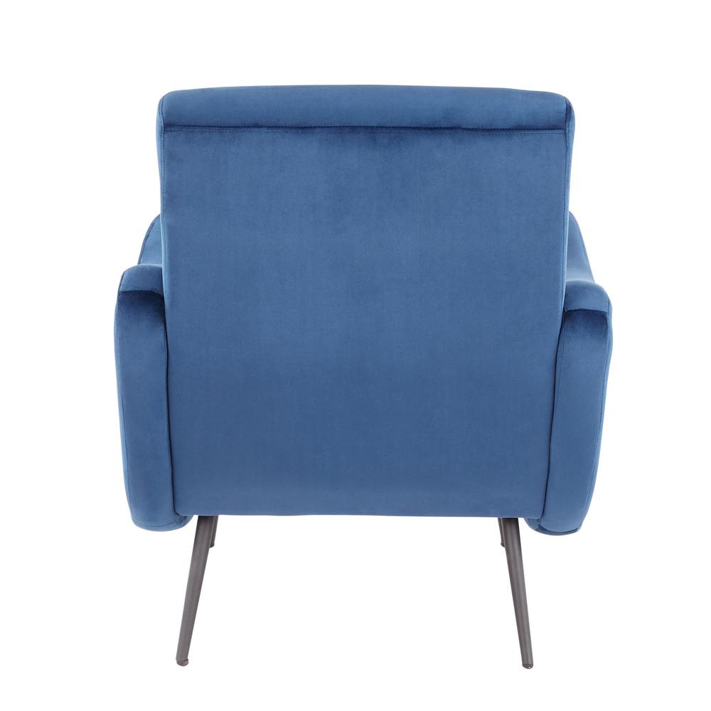 Black Metal, Blue Velvet Rafael Lounge Chair. Picture 4
