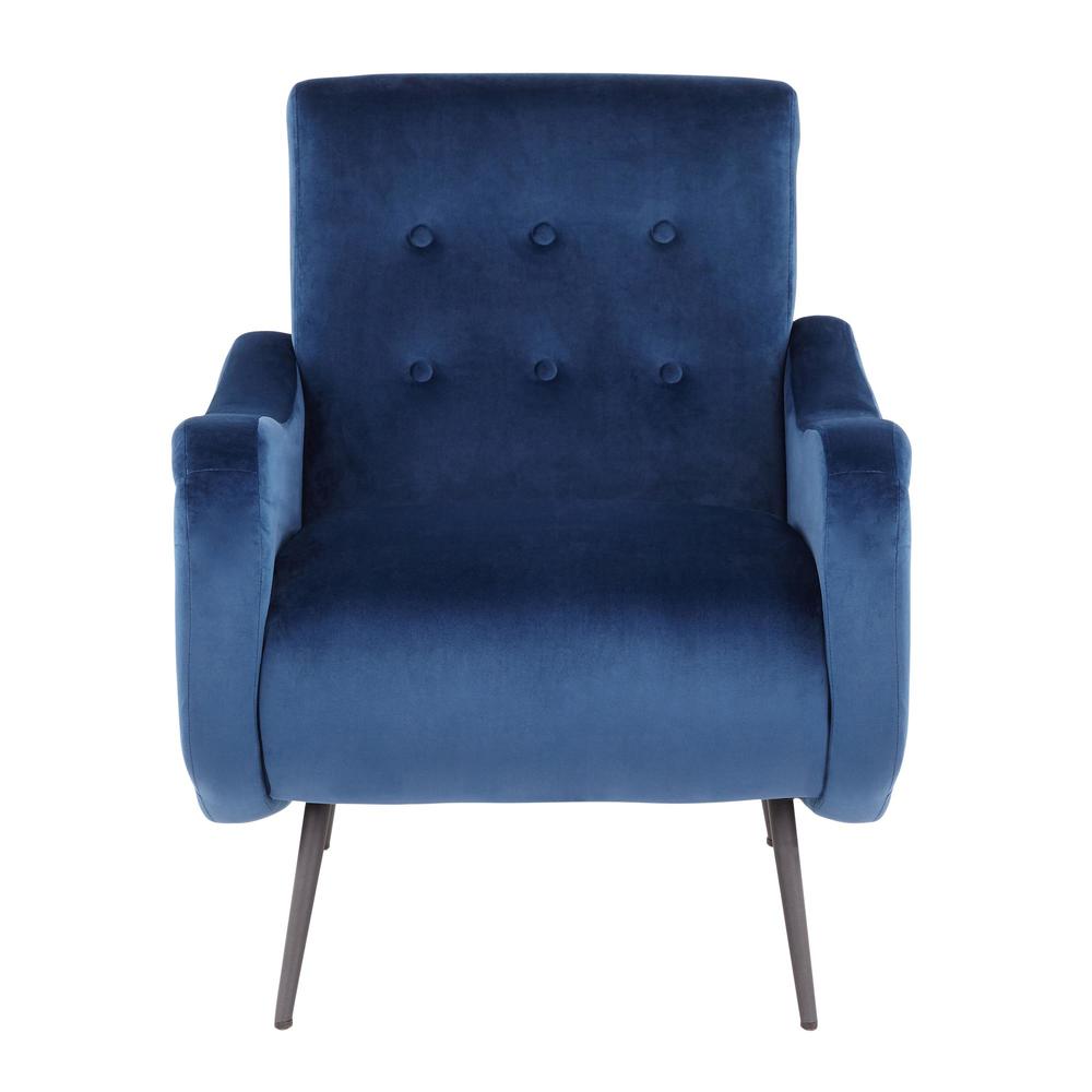 Black Metal, Blue Velvet Rafael Lounge Chair. Picture 5