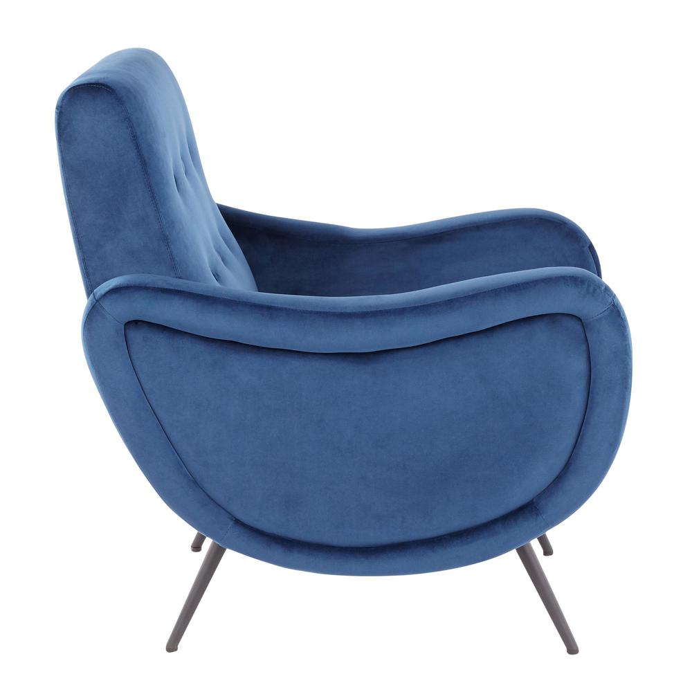Black Metal, Blue Velvet Rafael Lounge Chair. Picture 2