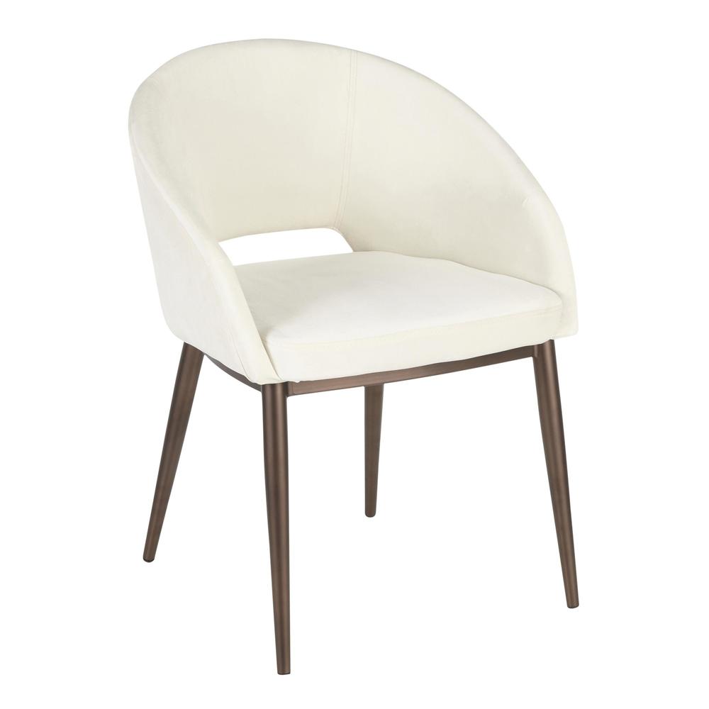 Copper Metal, Cream Velvet Renee Chair. Picture 1