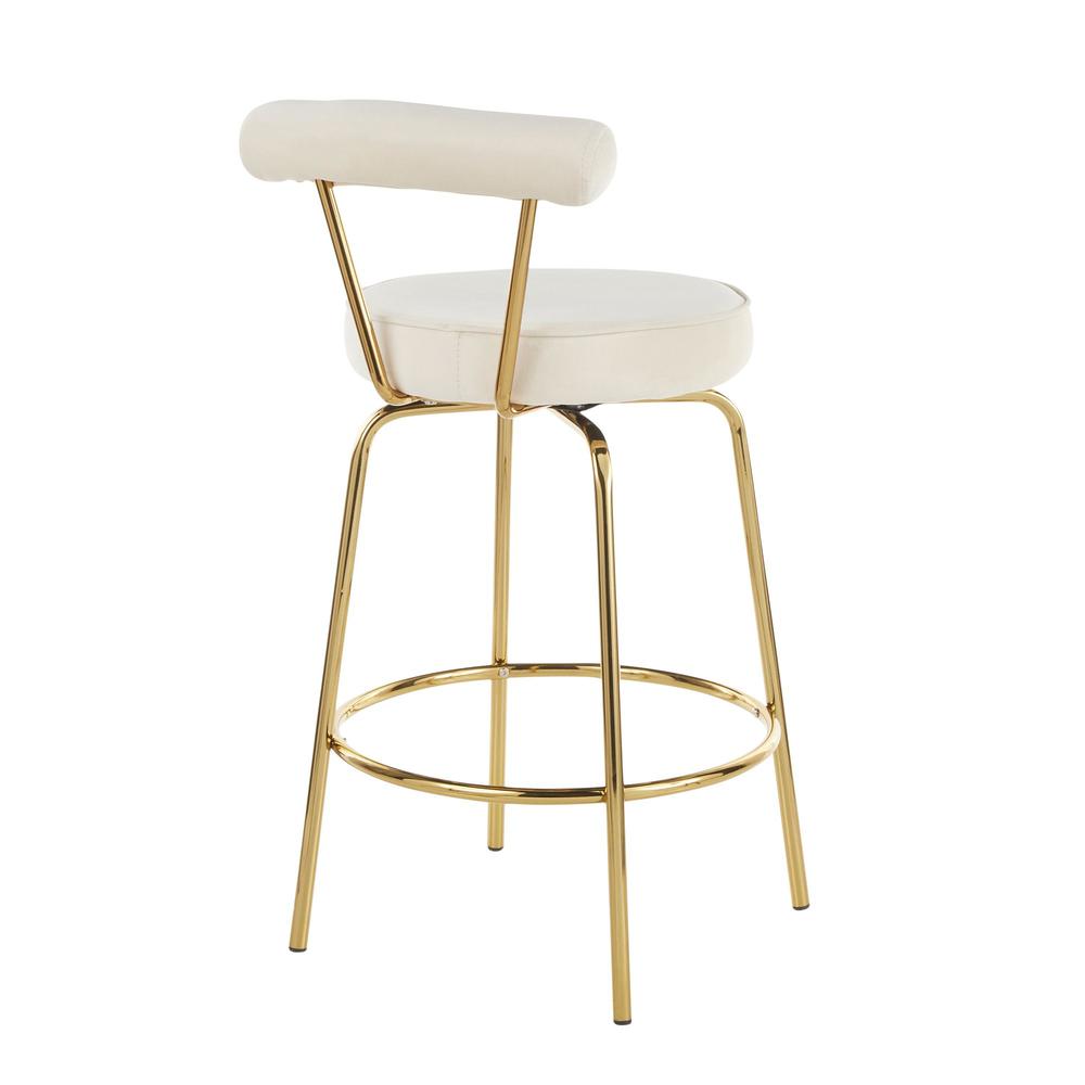 Gold Metal, Cream Velvet Rhonda Counter Stool - Set of 2. Picture 4