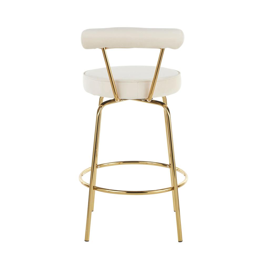 Gold Metal, Cream Velvet Rhonda Counter Stool - Set of 2. Picture 5