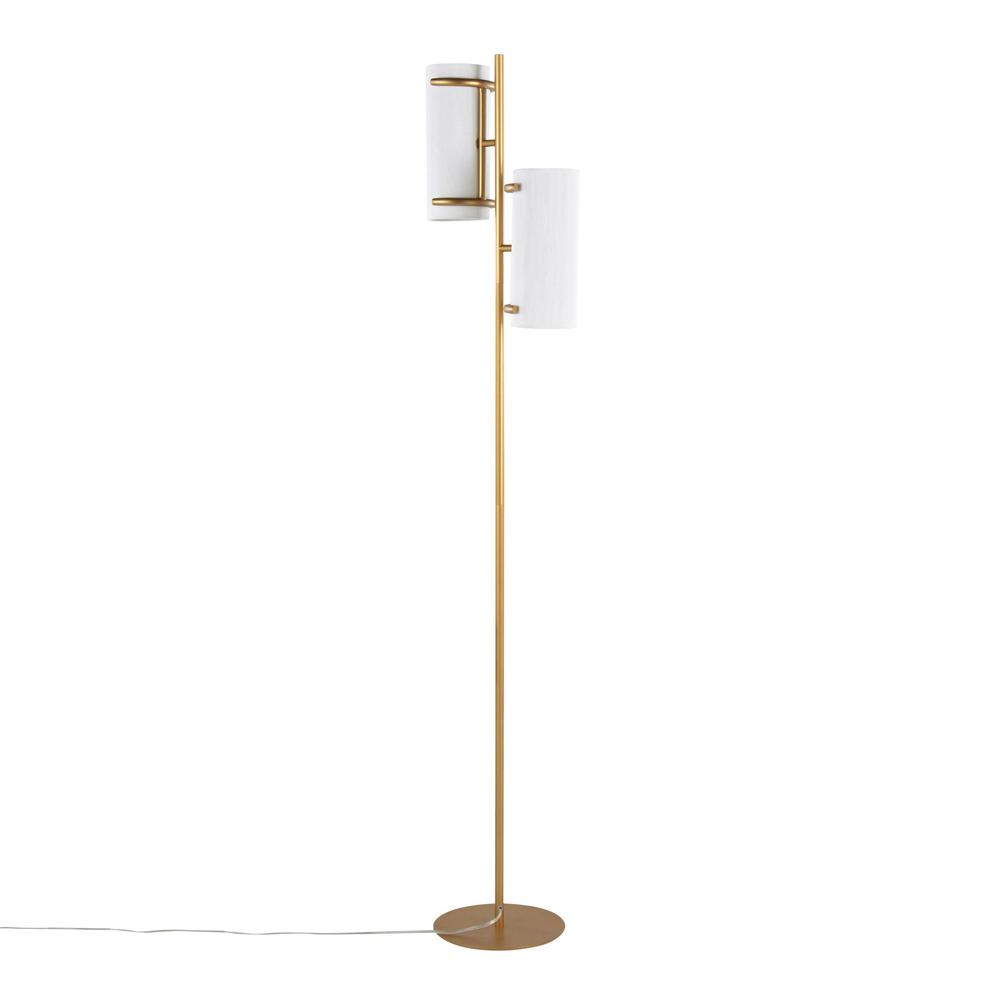 Gold Metal, White Shade Rhonda Floor Lamp. Picture 4