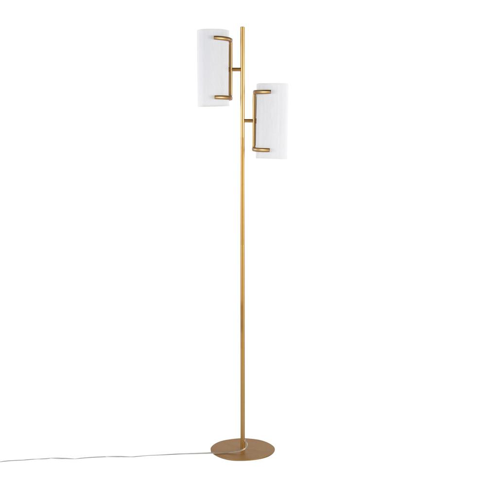 Gold Metal, White Shade Rhonda Floor Lamp. Picture 5