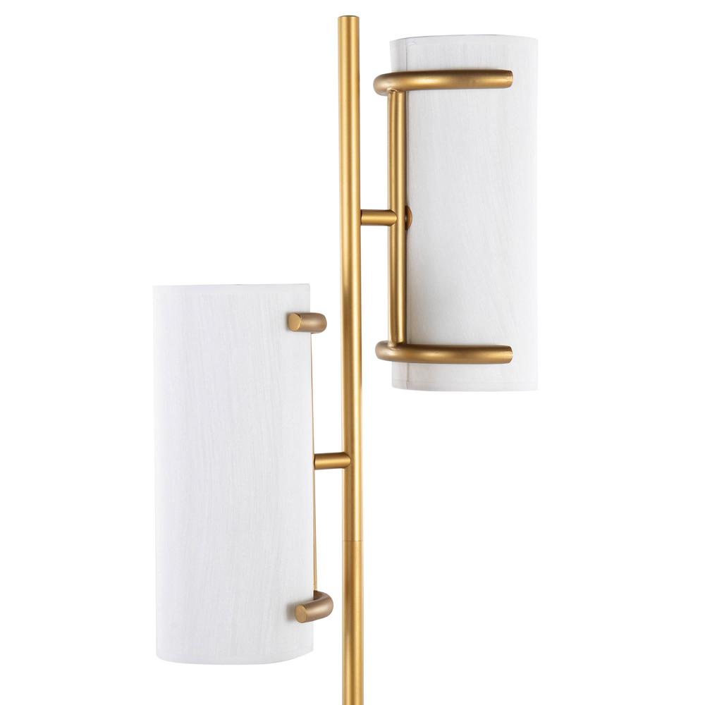 Gold Metal, White Shade Rhonda Floor Lamp. Picture 7