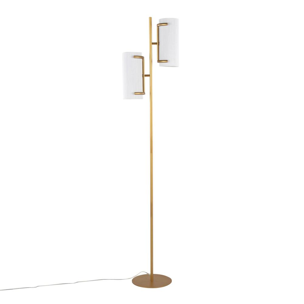Gold Metal, White Shade Rhonda Floor Lamp. Picture 6