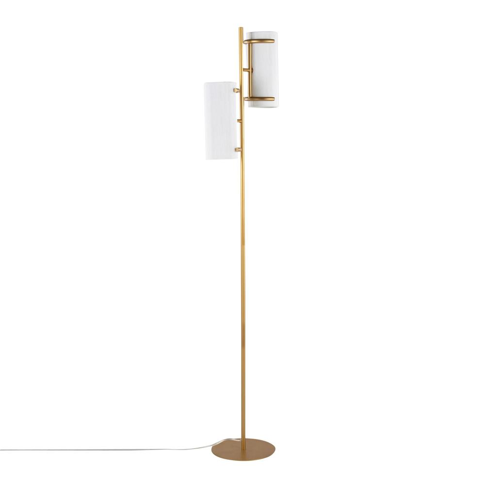 Gold Metal, White Shade Rhonda Floor Lamp. Picture 1