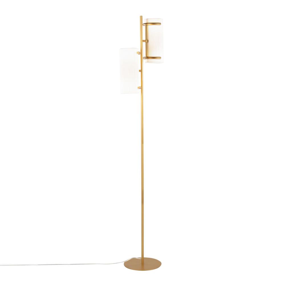 Gold Metal, White Shade Rhonda Floor Lamp. Picture 2