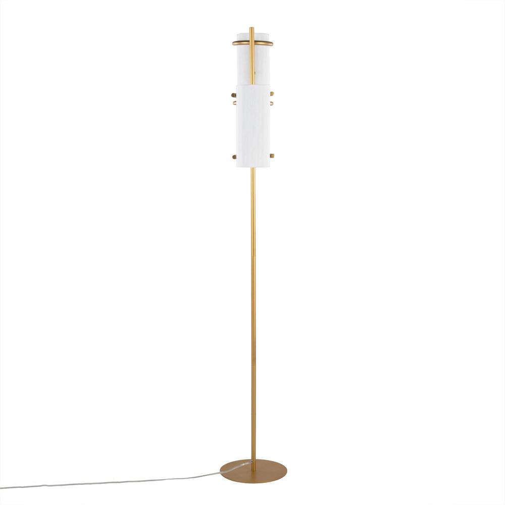 Gold Metal, White Shade Rhonda Floor Lamp. Picture 3