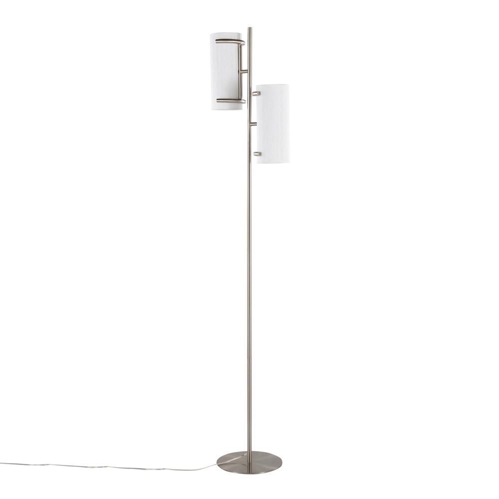 Brushed Nickel, White Shade Rhonda Floor Lamp. Picture 4