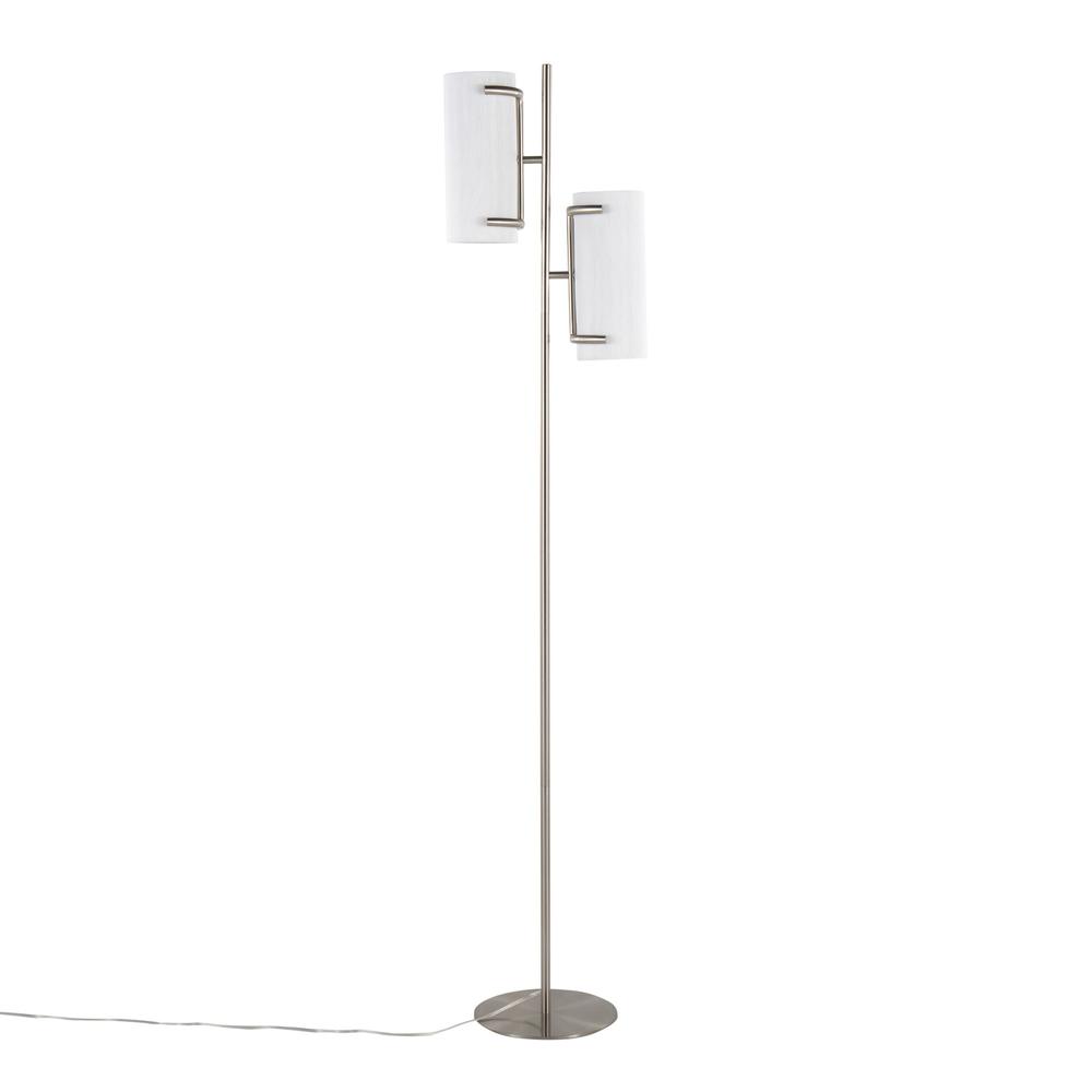 Brushed Nickel, White Shade Rhonda Floor Lamp. Picture 5