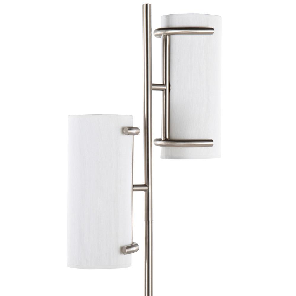 Brushed Nickel, White Shade Rhonda Floor Lamp. Picture 7