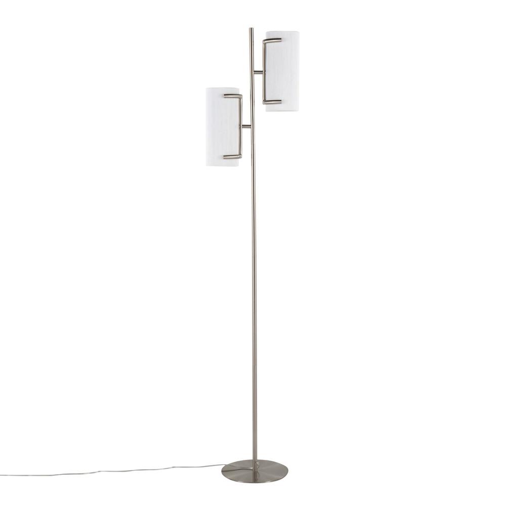 Brushed Nickel, White Shade Rhonda Floor Lamp. Picture 6
