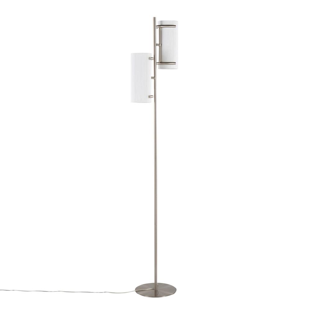 Brushed Nickel, White Shade Rhonda Floor Lamp. Picture 1