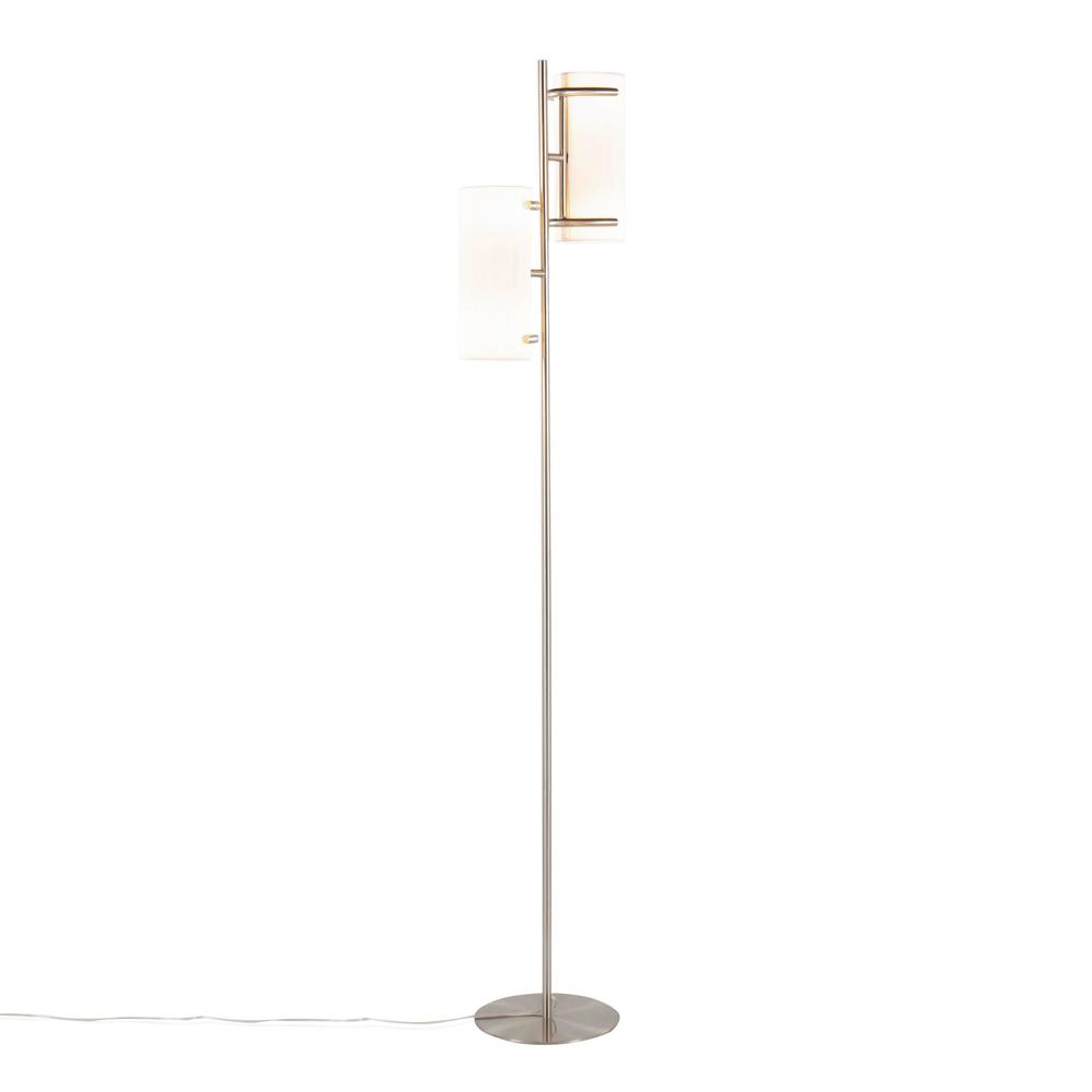 Brushed Nickel, White Shade Rhonda Floor Lamp. Picture 2