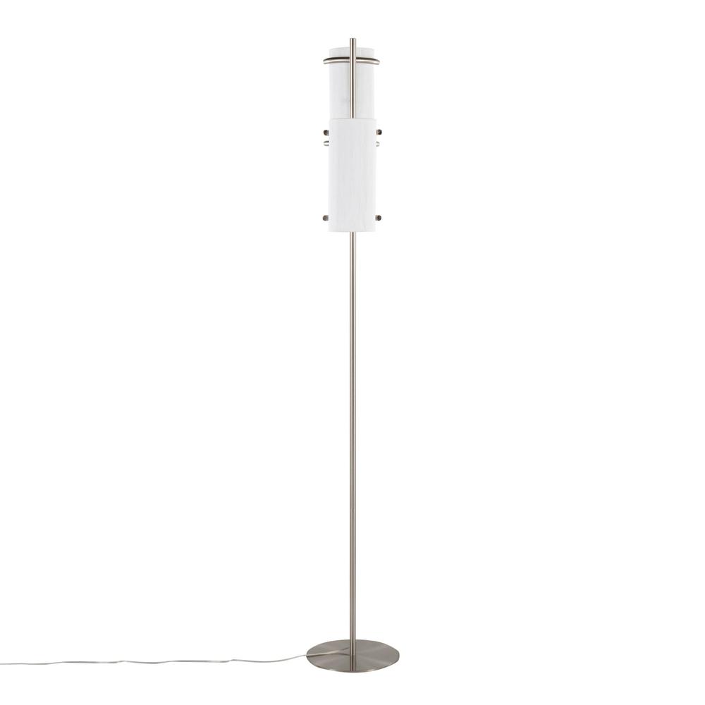 Brushed Nickel, White Shade Rhonda Floor Lamp. Picture 3
