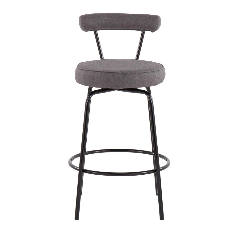 Black Steel, Charcoal Fabric Rhonda Counter Stool - Set of 2. Picture 6