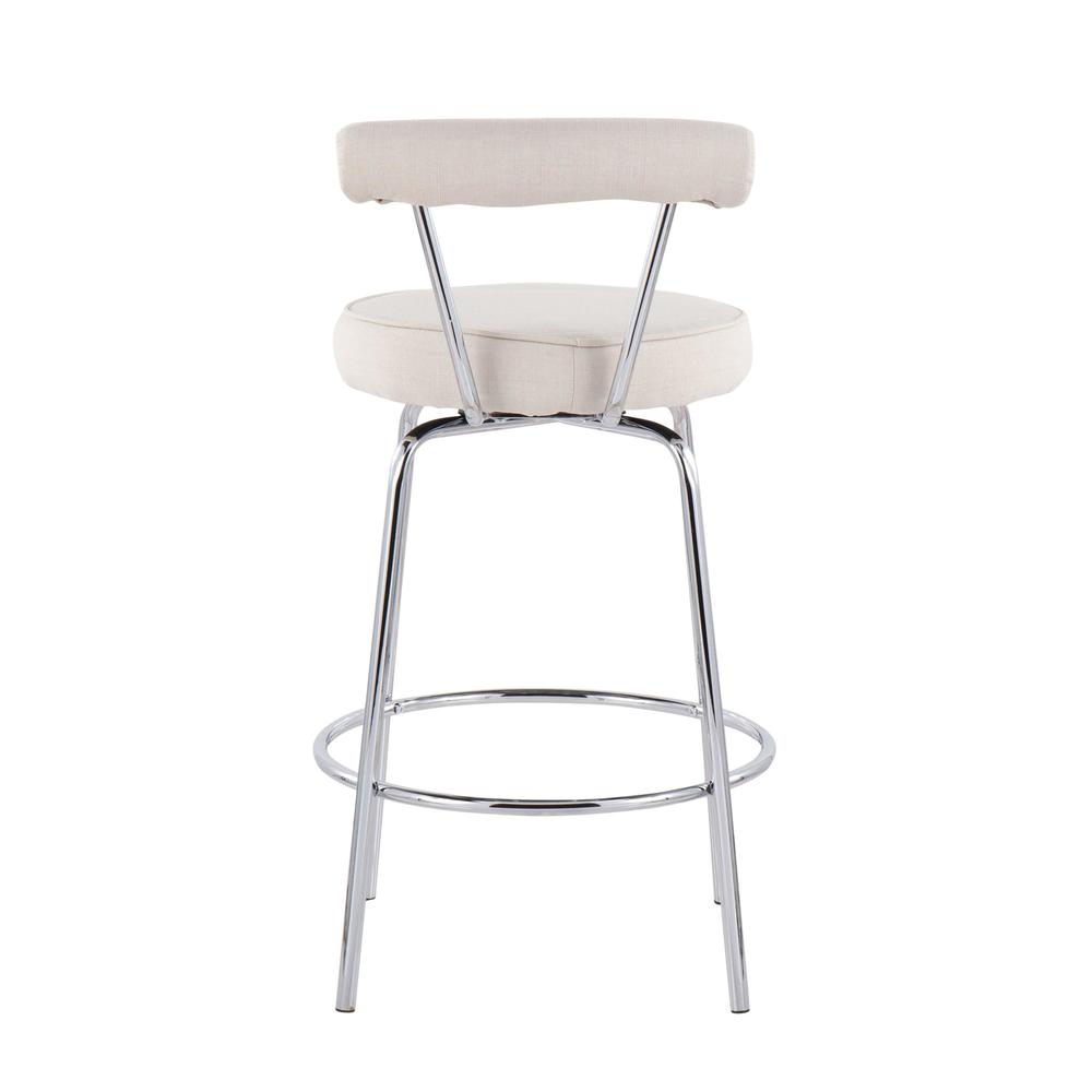 Chrome, Cream Fabric Rhonda Counter Stool - Set of 2. Picture 5