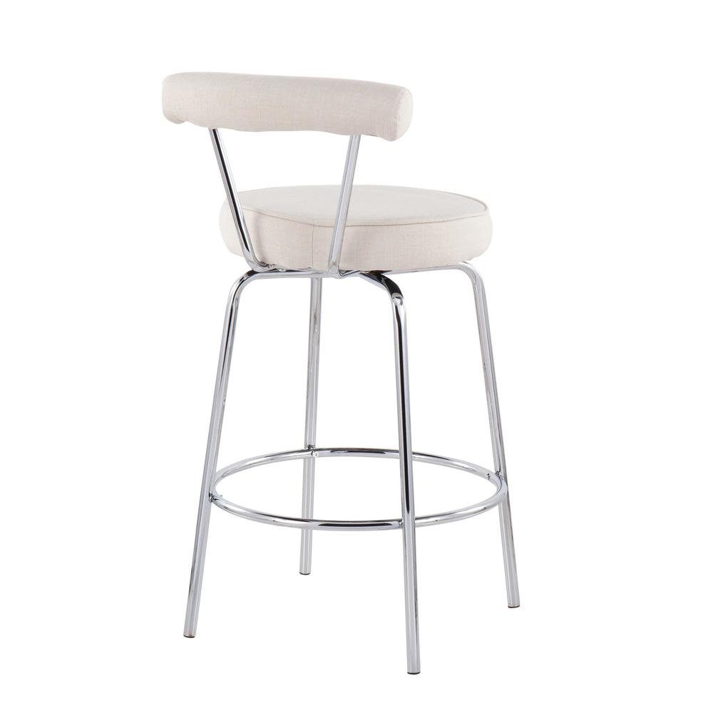 Chrome, Cream Fabric Rhonda Counter Stool - Set of 2. Picture 4