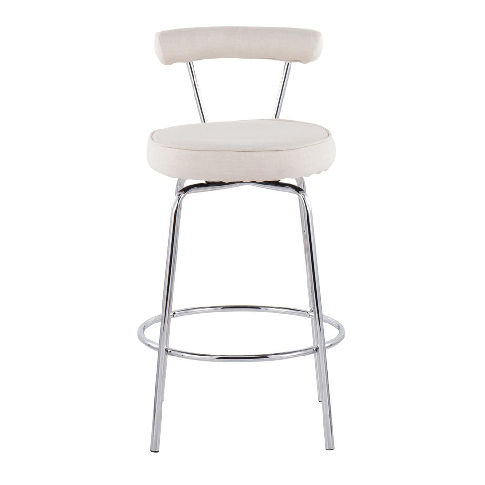 Chrome, Cream Fabric Rhonda Counter Stool - Set of 2. Picture 6