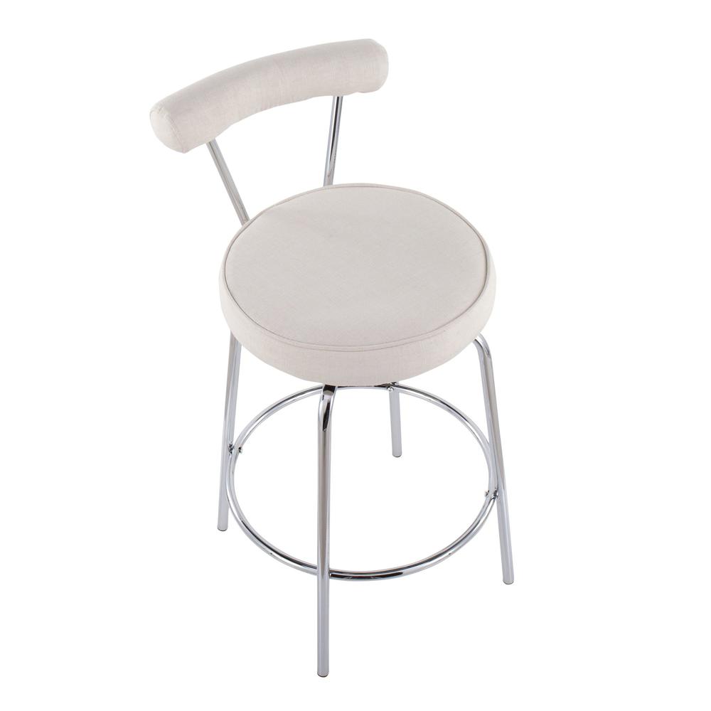 Chrome, Cream Fabric Rhonda Counter Stool - Set of 2. Picture 7