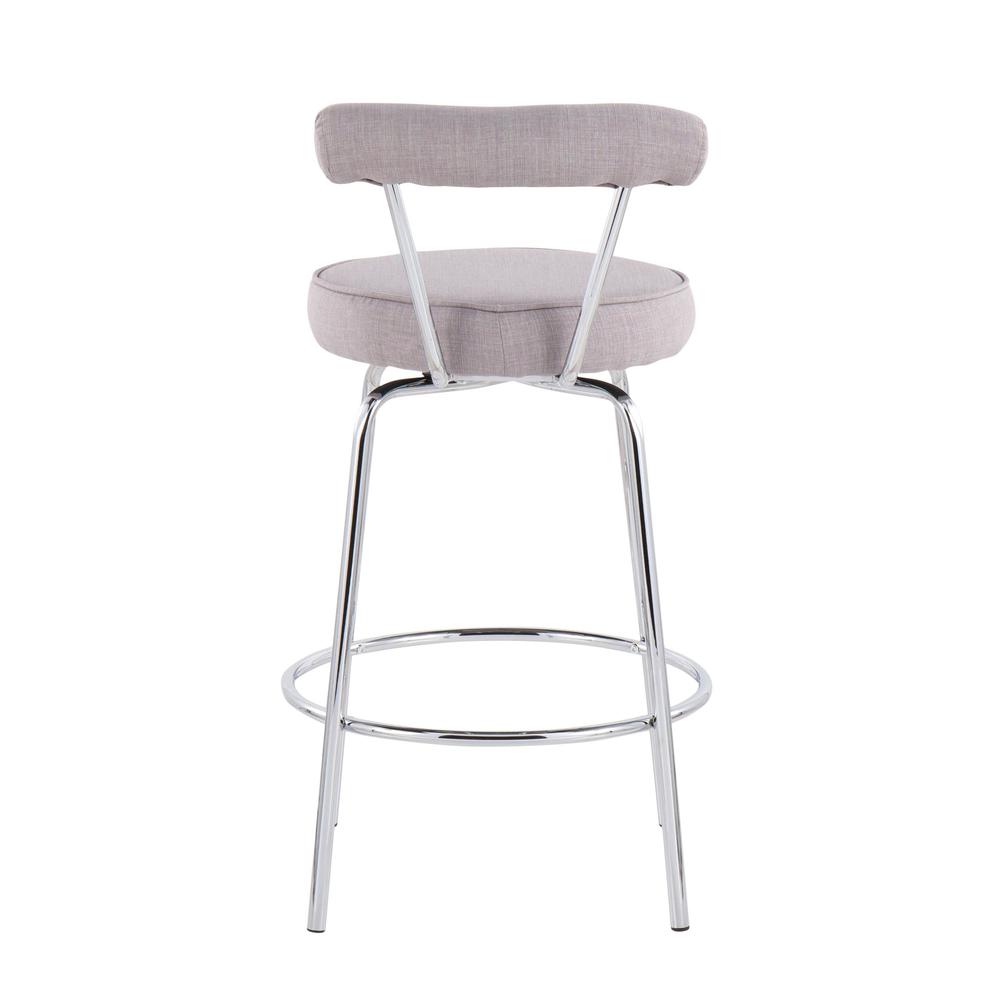 Chrome, Light Grey Fabric Rhonda Counter Stool - Set of 2. Picture 5