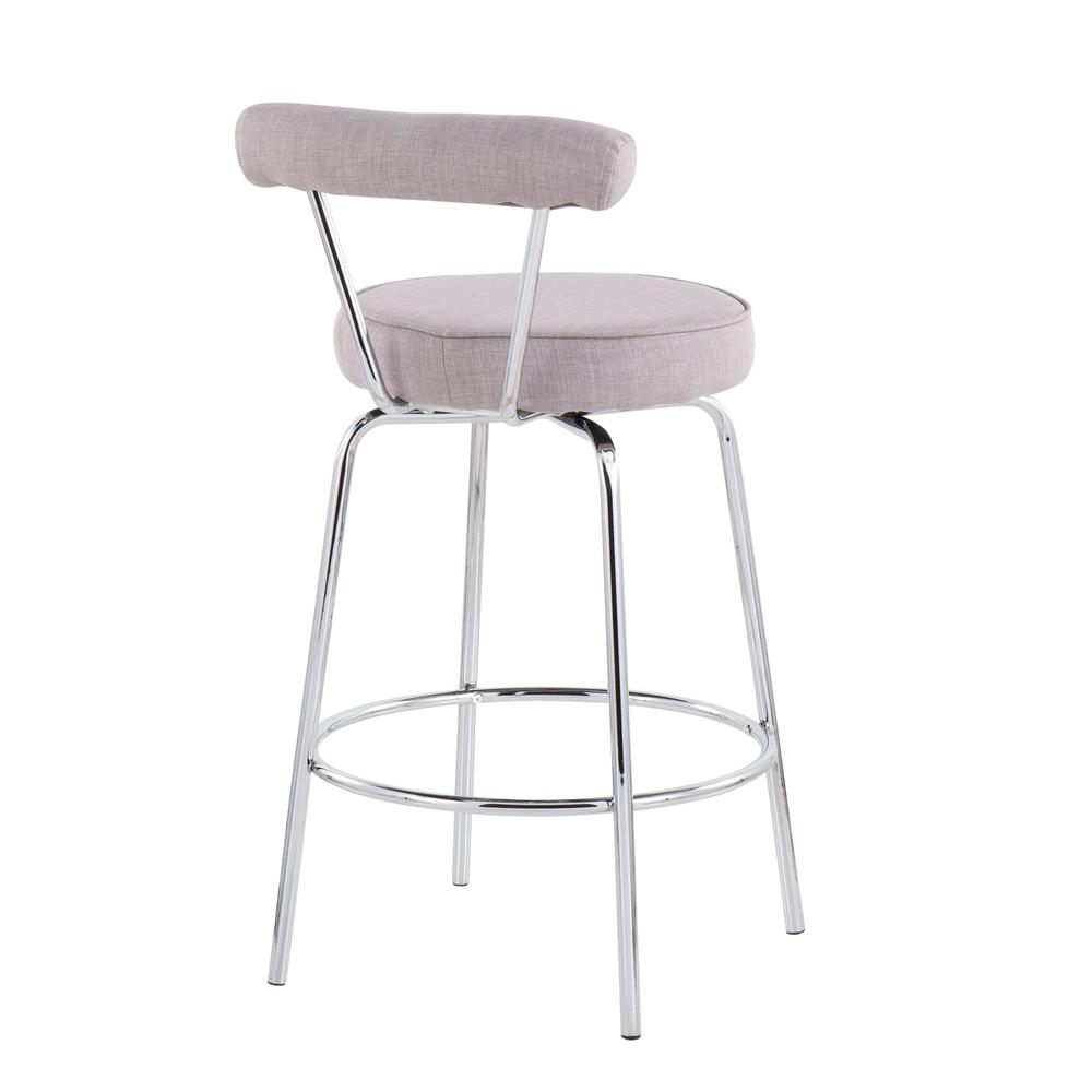 Chrome, Light Grey Fabric Rhonda Counter Stool - Set of 2. Picture 4