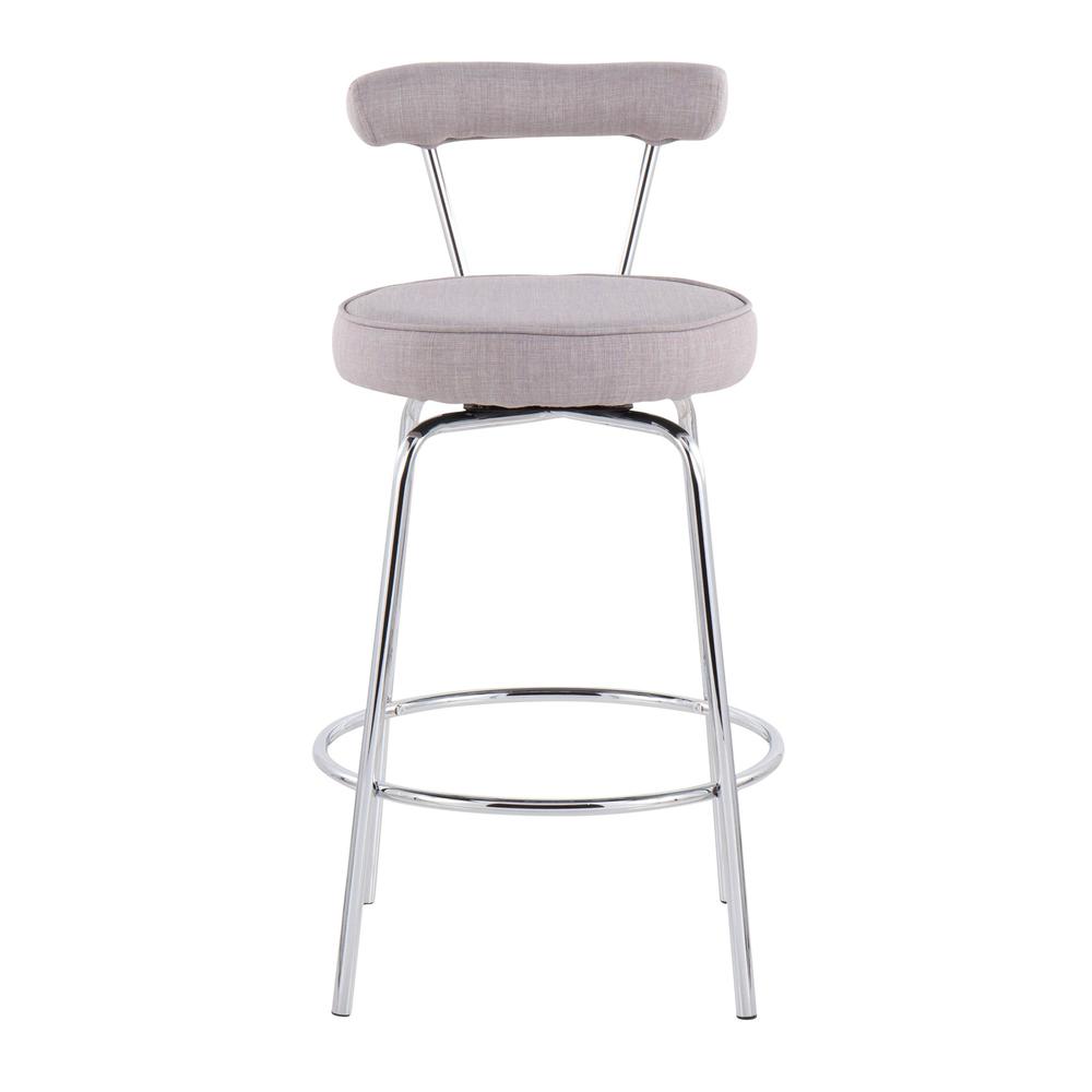 Chrome, Light Grey Fabric Rhonda Counter Stool - Set of 2. Picture 6