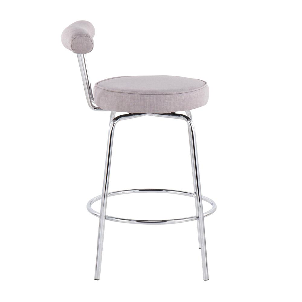 Chrome, Light Grey Fabric Rhonda Counter Stool - Set of 2. Picture 3