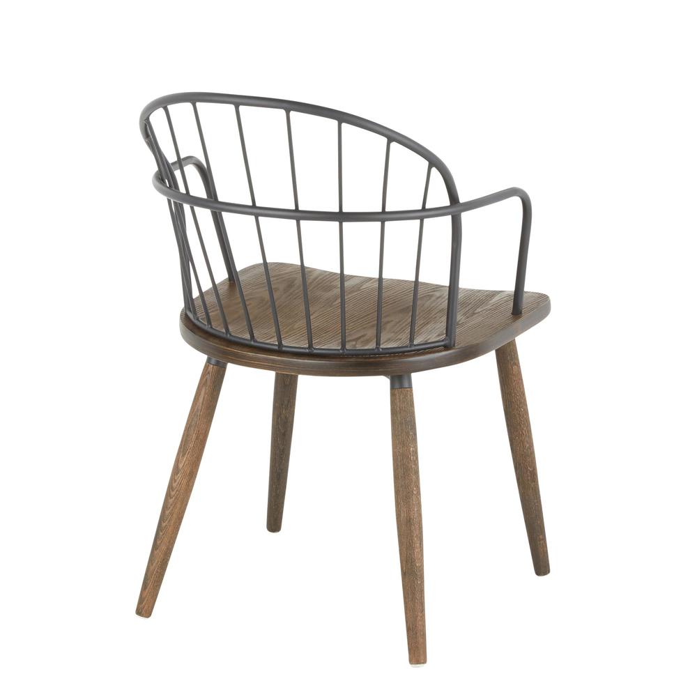 Dark Walnut Wood, Black Metal Riley Chair. Picture 3