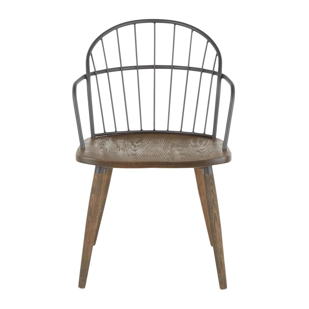 Dark Walnut Wood, Black Metal Riley Chair. Picture 5