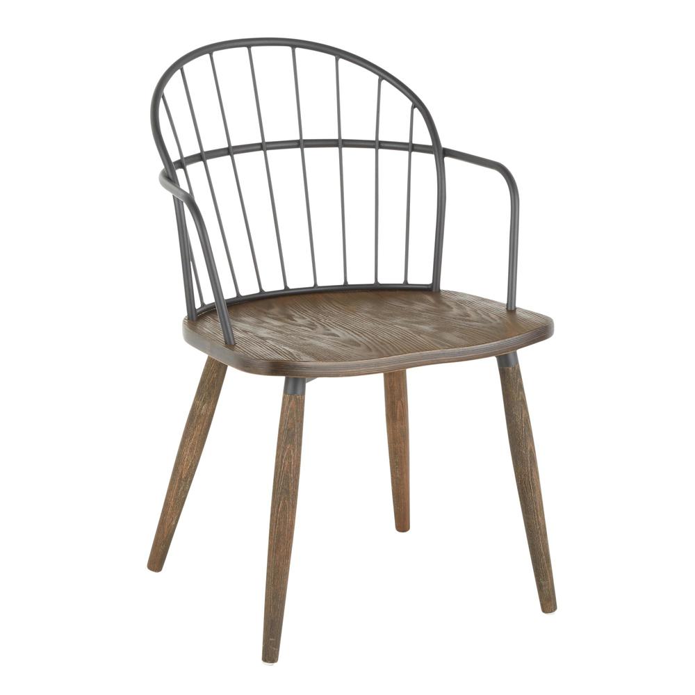 Dark Walnut Wood, Black Metal Riley Chair. Picture 1