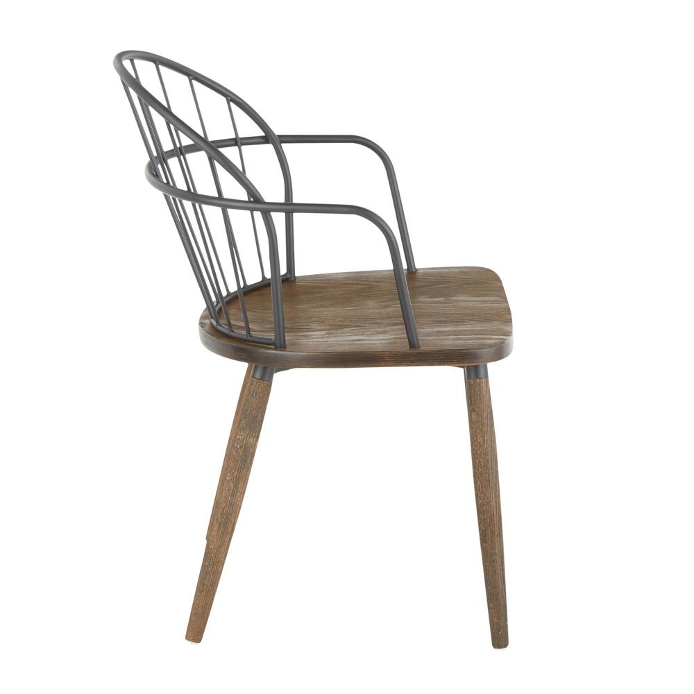 Dark Walnut Wood, Black Metal Riley Chair. Picture 2
