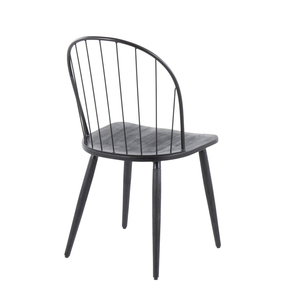 Black Metal, Black Wood Riley High Back Chair - Set of 2. Picture 4