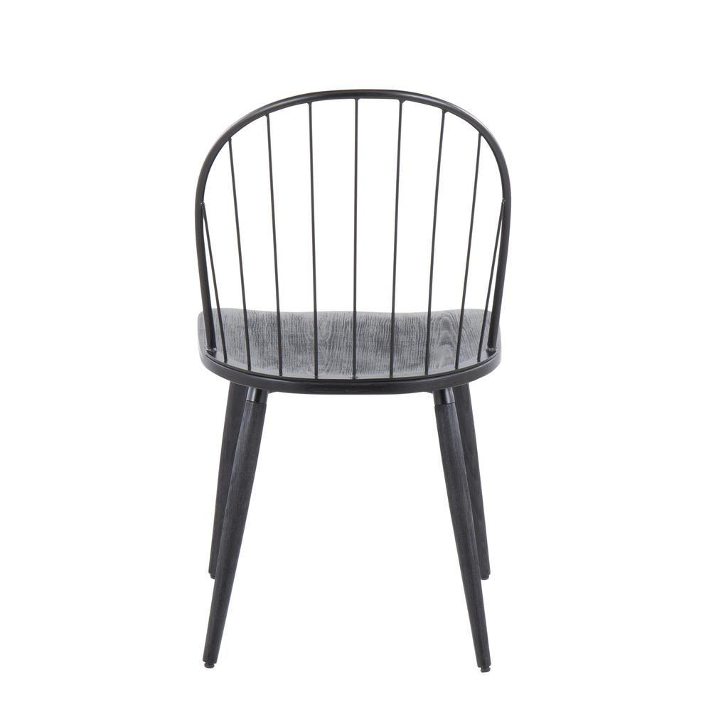 Black Metal, Black Wood Riley High Back Chair - Set of 2. Picture 5