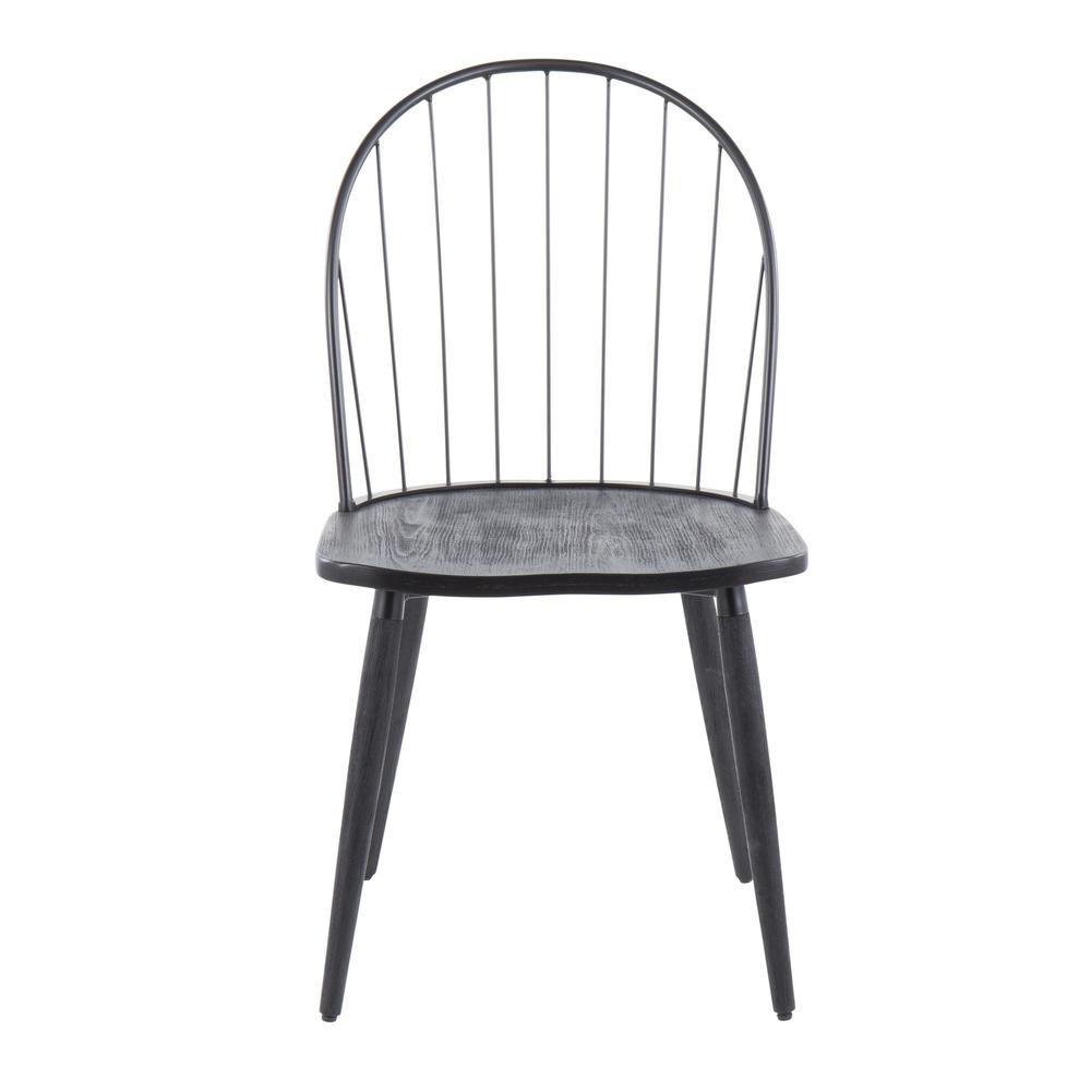 Black Metal, Black Wood Riley High Back Chair - Set of 2. Picture 6