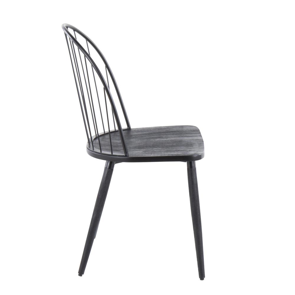 Black Metal, Black Wood Riley High Back Chair - Set of 2. Picture 3