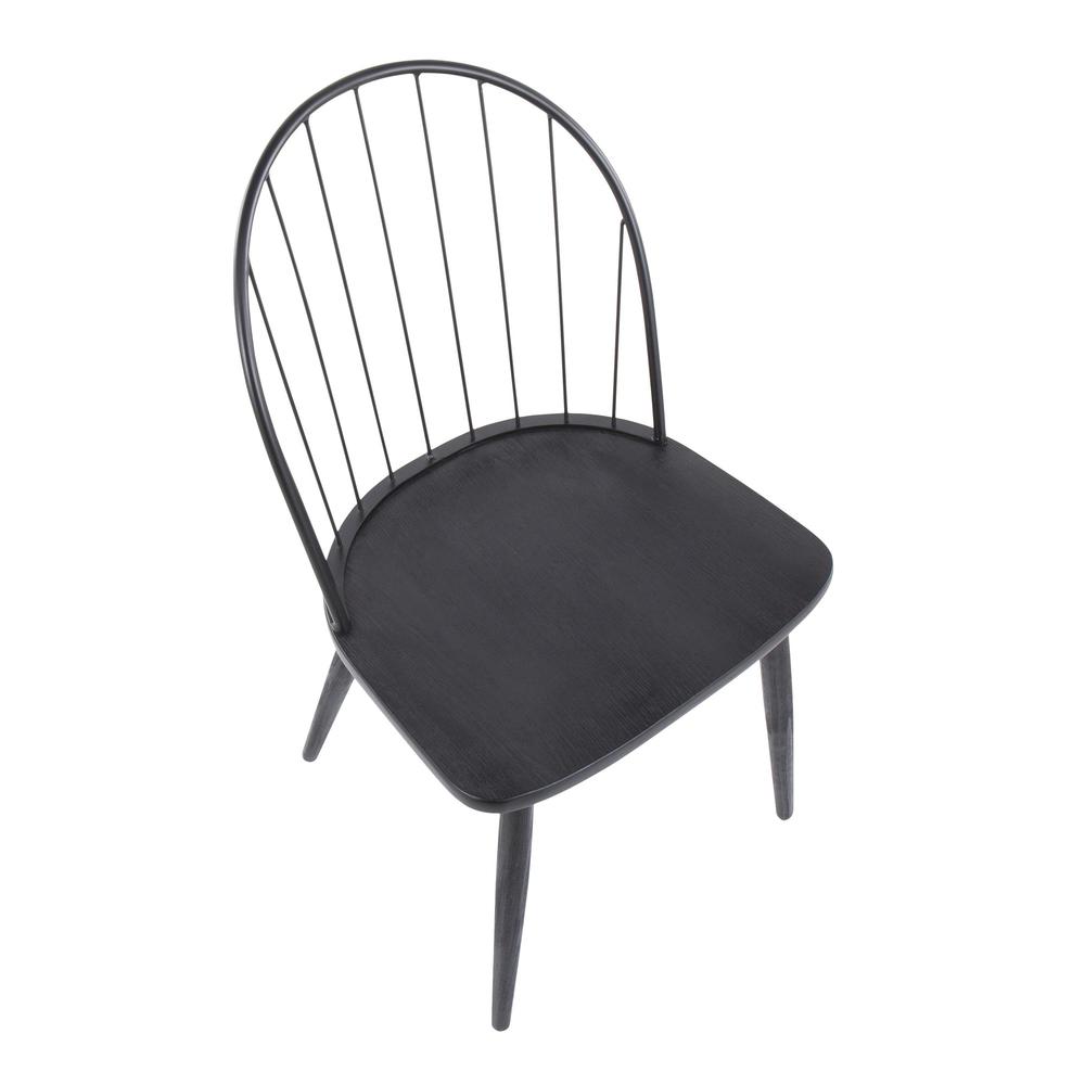 Black Metal, Black Wood Riley High Back Chair - Set of 2. Picture 7