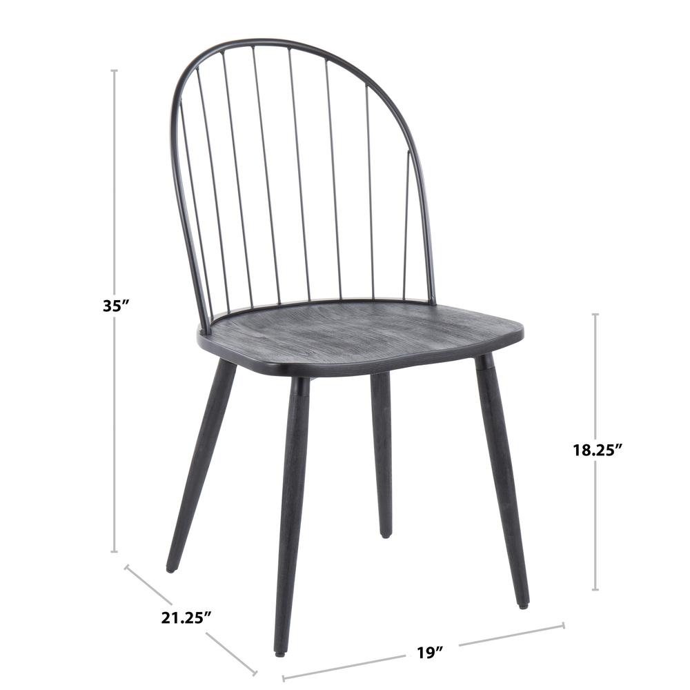 Black Metal, Black Wood Riley High Back Chair - Set of 2. Picture 8
