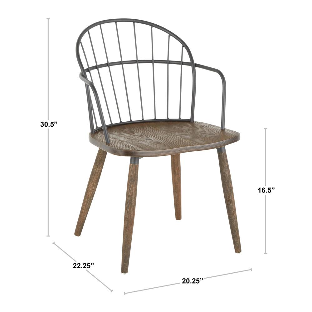 Brown Riley Accent/Dining Chair with Arms - Set of 2. Picture 8