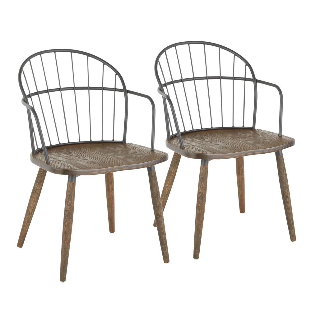 Brown Riley Accent/Dining Chair with Arms - Set of 2. Picture 1