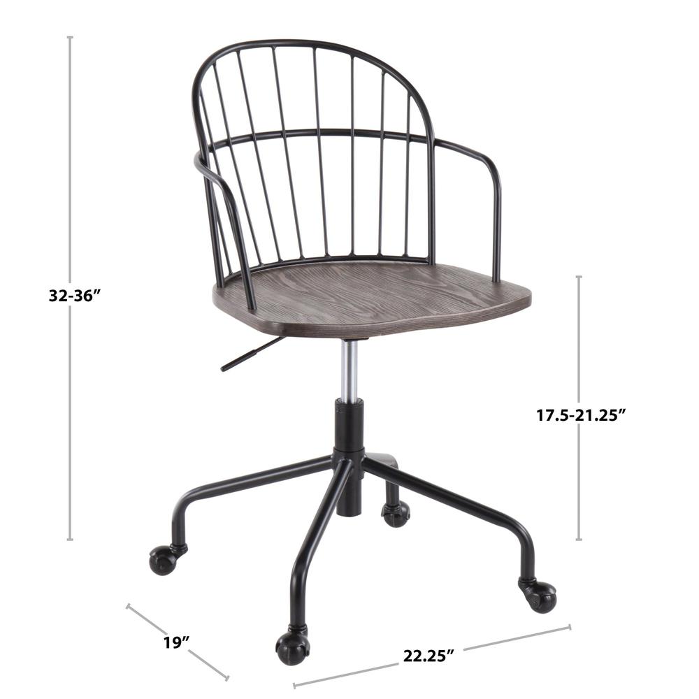 Black Metal, Dark Walnut Wood Riley Adjustable Office Chair. Picture 6