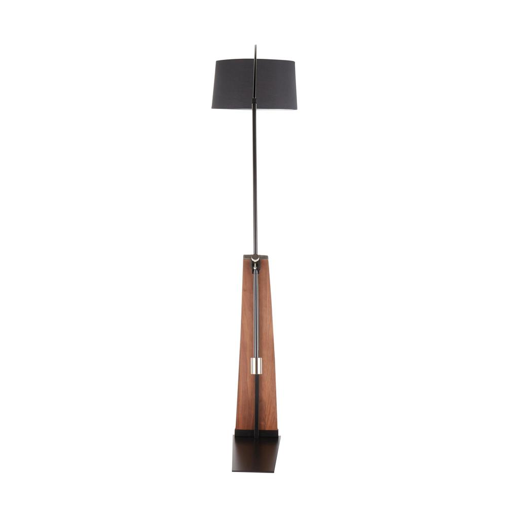 Walnut Wood, Black Metal, Black Linen Robyn Floor Lamp. Picture 5
